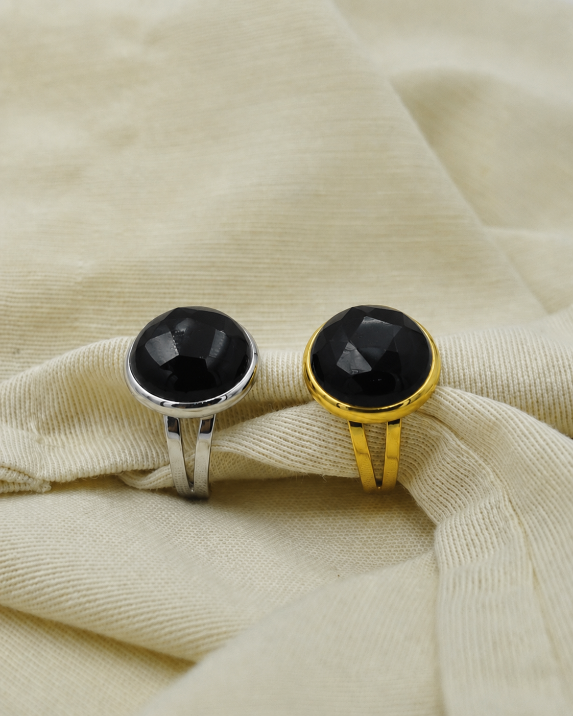Sphéra Bague Charbon – witgoud en geelgoud