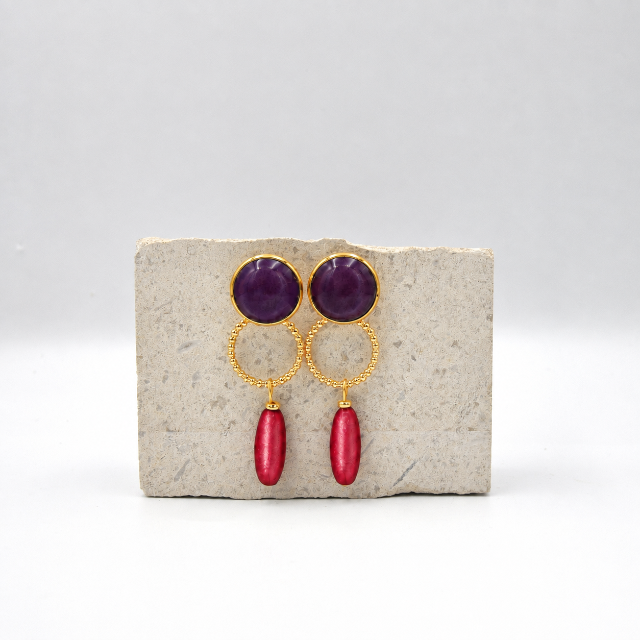 Boucles d'oreilles clips Cassis